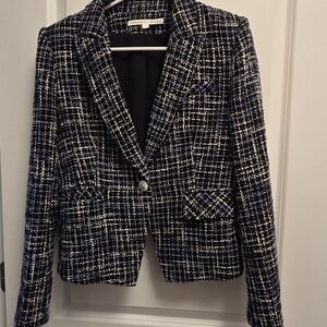 Veronica Beard Navy and Cream Tweed Blazer